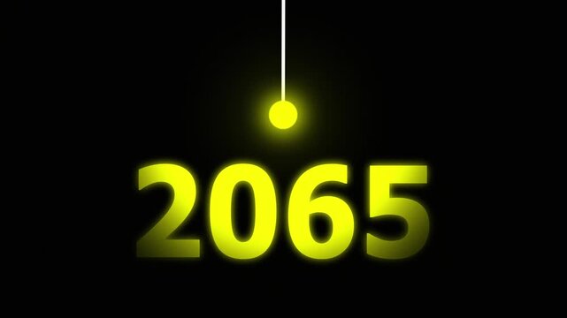 Yellow Idea Lighting Up 2065 &ndash; Futuristic New Year Concept Symbolizing Innovation, Hope, Strategy and Forward Thinking Success.