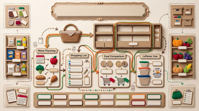 No Text Grocery Savings Template Blank Label Budget Meal Planning Craft Poster.