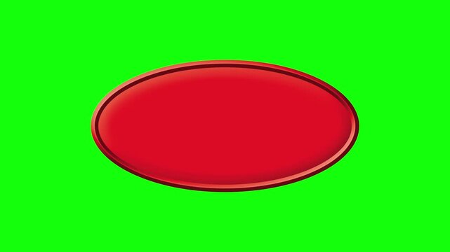 Blank Red Elliptical Button on Chroma Key Green Screen
