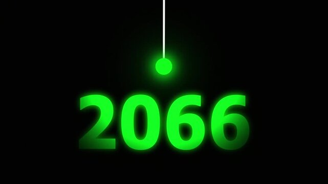 Green Idea Lighting Up 2066 &ndash; Futuristic New Year Concept Symbolizing Innovation, Hope, Strategy and Forward Thinking Success.