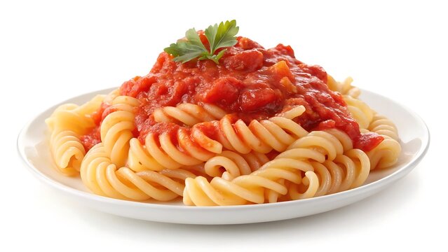 Delicious fusilli pasta with savory tomato sauce and fresh garnish