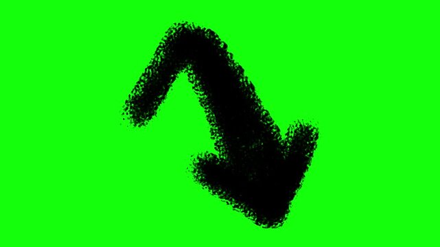 Pointing the Way Downward: A dark, dynamic arrow angled downward against a vivid green backdrop, embodying direction and downward movement.