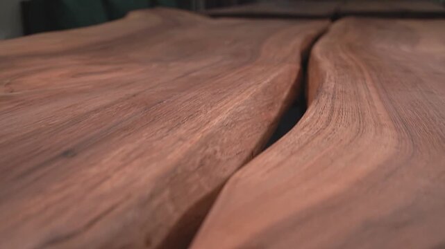 Wooden table. Wooden tabletop.slow motion video.High quality 4k footage