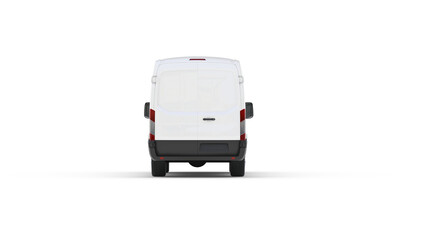 Rear View of White Delivery Van Showing Cargo Doors © muhammedali