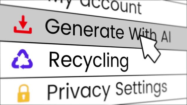 Mouse cursor clicking generate with ai Menu Bar animation isolated on white background