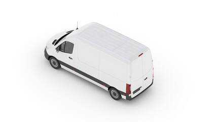 Isometric High Angle Rear View of White Cargo Van Mockup © muhammedali