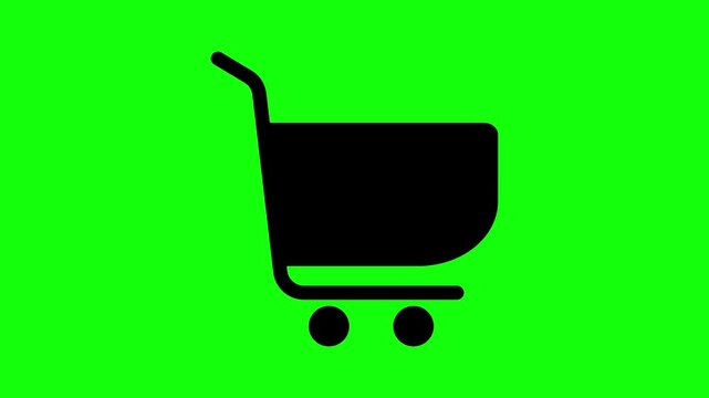 Shopping Cart Icon on Vivid Backdrop: A simplistic shopping cart icon, rendered in striking black, stands prominently against a vivid backdrop. A perfect visual for e-commerce, retail.