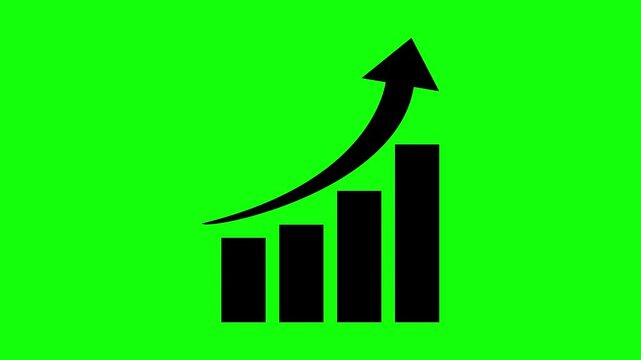 Growing Business Diagram: The iconic graphical representation of financial growth, depicting an upward trend with a rising arrow and increasing bar chart, symbolizing progress and expansion.