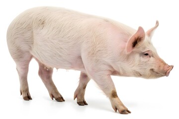 Fototapeta premium Close-up of a healthy pig moving forward