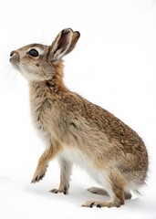 Obraz premium Small rabbit in snowy white background