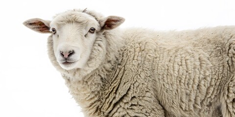 Obraz premium Sheep in full wool, head turned toward viewer
