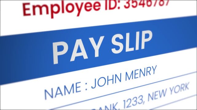 Focus on Pay Slip Earnings statements animation isolated on white background