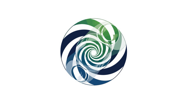 Abstract swirl design with spiraling shapes in shades of blue and green