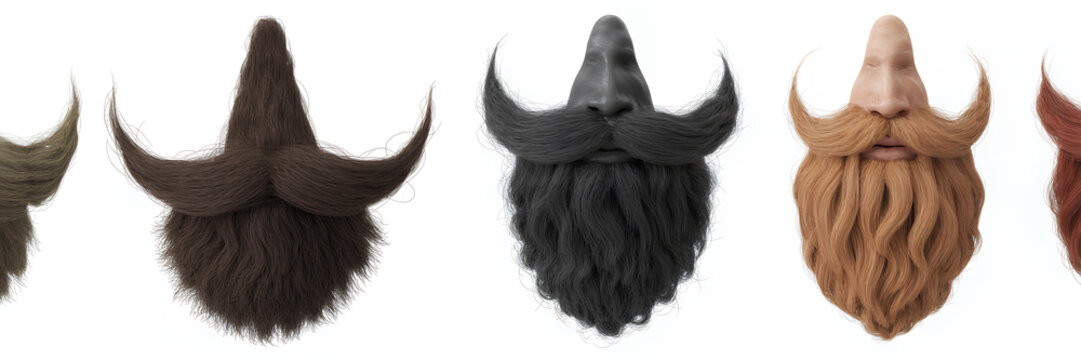 Various fantasy beard and mustache styles with horns
