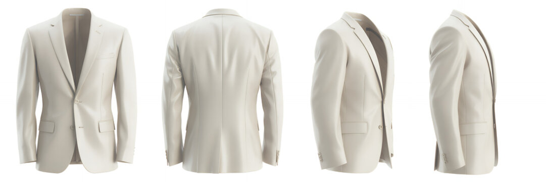 White blazer jacket in four views suit clothing