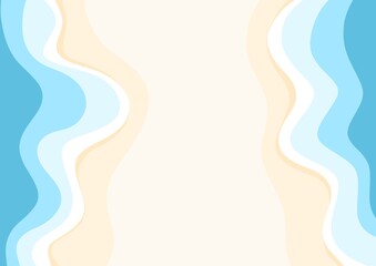 Bright turquoise sea and tropical beach background with clear ocean water and soft cream white sand, minimal summer seascape, calm ocean shoreline with large copy space