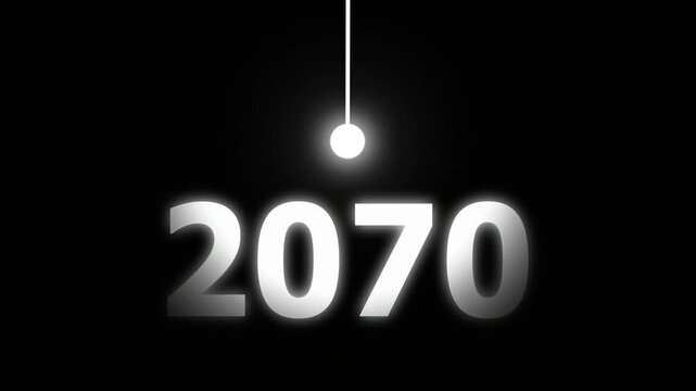 Bright Idea Lighting Up 2070 &ndash; Futuristic New Year Concept Symbolizing Innovation, Hope, Strategy and Forward Thinking Success.