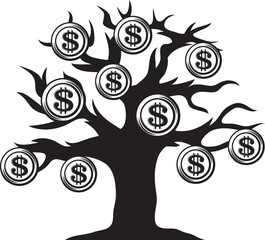 Business Profit Growth Symbol with Dollar Money Tree
