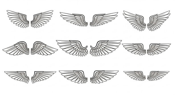 Vintage feather wing emblem bundle for logo label badge and brand mark vector