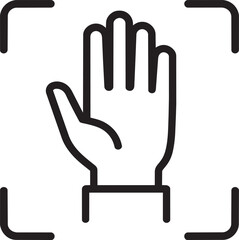 Obraz premium Palm recognition hand scanning linear sign for identity biometric verification and authentication technology isolated vector