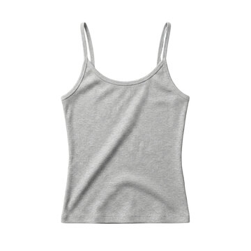 Grey ribbed spaghetti strap camisole top