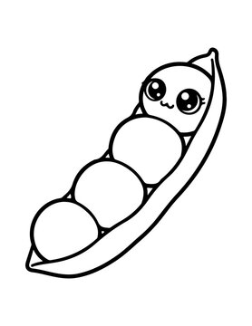 Vector illustration of a cute cartoon pea pod character