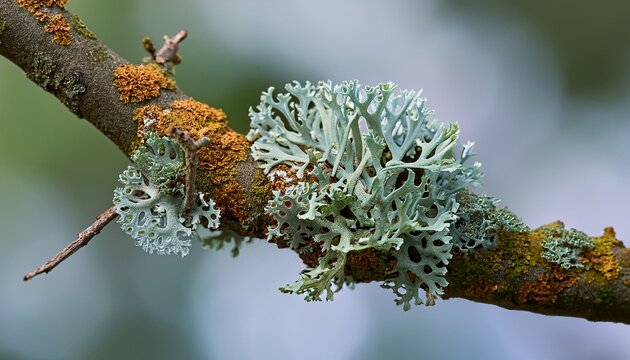 the fruticose lichen evernia prunastri on a tree branch