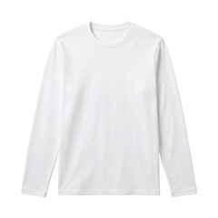 Fototapeta premium Basic white long sleeve cotton crewneck t-shirt