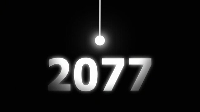 Bright Idea Lighting Up 2077 &ndash; Futuristic New Year Concept Symbolizing Innovation, Hope, Strategy and Forward Thinking Success.