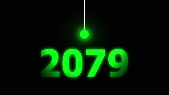 Green Idea Lighting Up 2079 &ndash; Futuristic New Year Concept Symbolizing Innovation, Hope, Strategy and Forward Thinking Success.