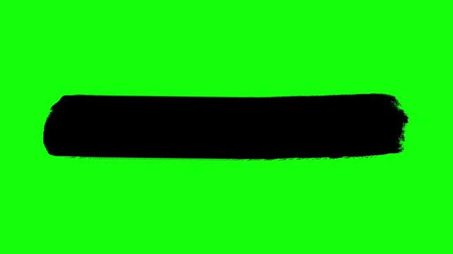 Black Paint Brush Stroke on Green Screen, Hand Drawn Ink Smear Chroma Key Animation