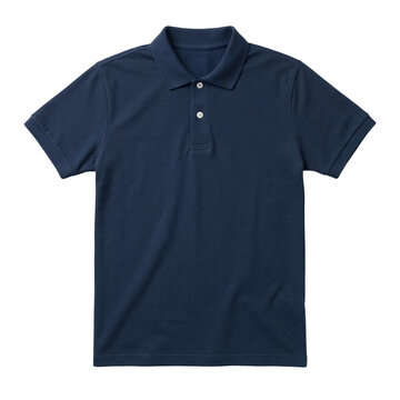 Navy blue cotton pique polo shirt front view