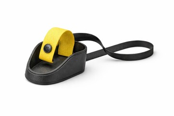 Naklejka premium anti static heel grounder strap with simple cup style form and durable black conductive material isolated on white three quarter view