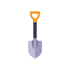 Shovel with pointed blade and D handle, colorful vector flat style illustration