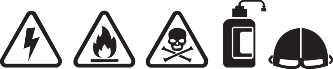 Safety and Hazard Warning Icons Collection &ndash; Line Vector Caution Symbols