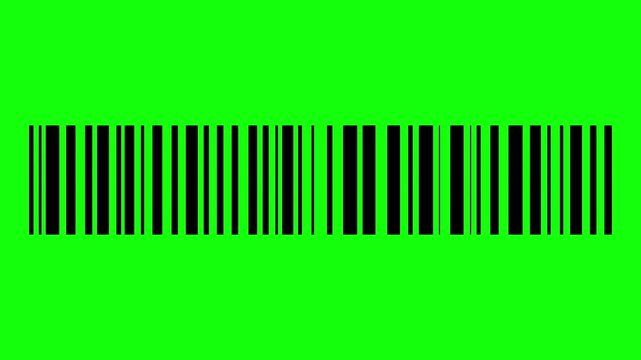 Black Barcode Symbol Isolated on Green Screen Background