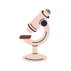Lab microscope. Laboratory optics for biology, microbiology science, study. Optical equipment for chemistry. Scientific instrument, device, tool. Flat vector illustration isolated on white background
