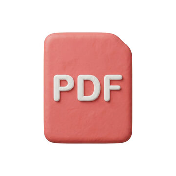 3D clay style PDF document file format icon