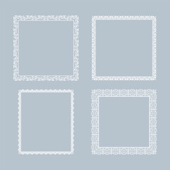 Set of decorative frames Elegant vector element for design in Eastern style, place for text. Floral gray and white frames. Lace illustration for invitations and greeting cards