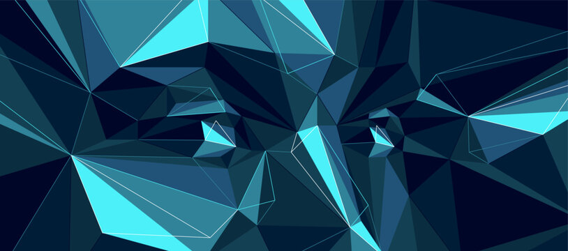 Low poly design of a boy male face in dark colors, vector illustration of a eyes looking at camera polygonal futuristic face wallpaper, artificial intelligence concept.