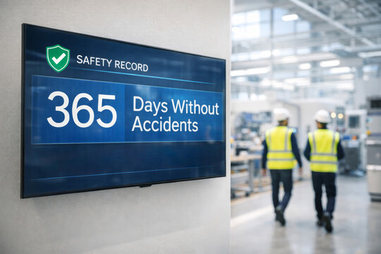 Safety record display showing 365 days without accidents in facility