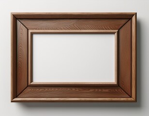 Fototapeta premium empty rustic brown wooden frame white background wooden picture frame wood frame mockup artwork