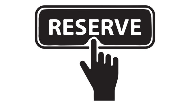 Hand clicking digital reserve button, online reservation concept, web interface