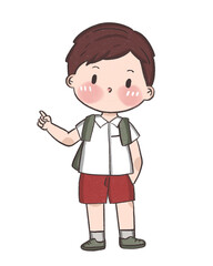 Obraz premium Illustration of cute boy students going to school