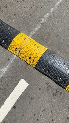 Fototapeta premium Asphalt Road with Speed Bump and white lines for Traffic Control and Safety