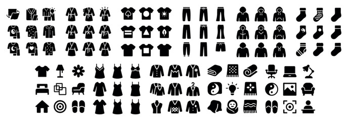 Clothing icons with shirt pants socks minimal