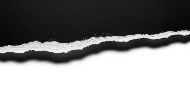 Torn black paper edge revealing white background with rough texture