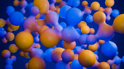 Abstract 3D scene of colorful balloons linked yet drifting across infinite space © Hans Malm