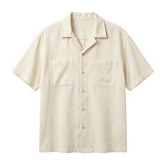 Cream linen short sleeve button down camp shirt © BTG