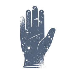 Gloved Hand Silhouette with Splattered Texture